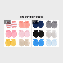 6 Pairs Newborn Stripe Graphic Mittens Anti Eating Hand Gloves