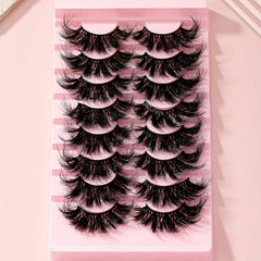 8 Pairs 25mm False Eyelashes Cat Eye Fluffy Faux Mink Lashes 9D
