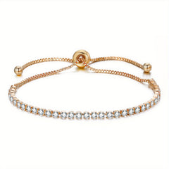 Adjustable Rhinestone Tennis Chain Bracelet Women Hand Jewelry 1 Pc
