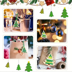10pcs Christmas Wooden Cross Stitch Kits Ornaments Hand Craft Decorations