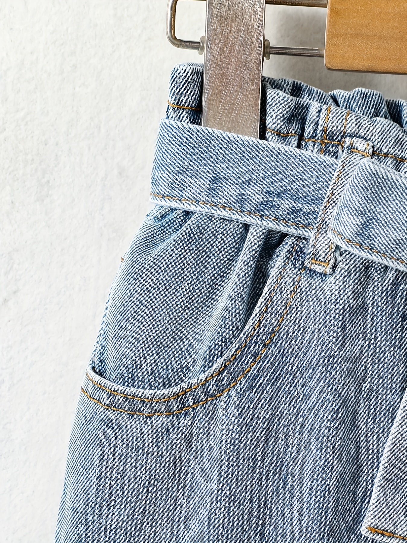 Girls Elastic Waist Denim Trousers Kids Street Daily Spring Fall Clothes