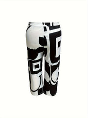 Women's Plus Geo Print Long Sleeve Coat & Pants Set