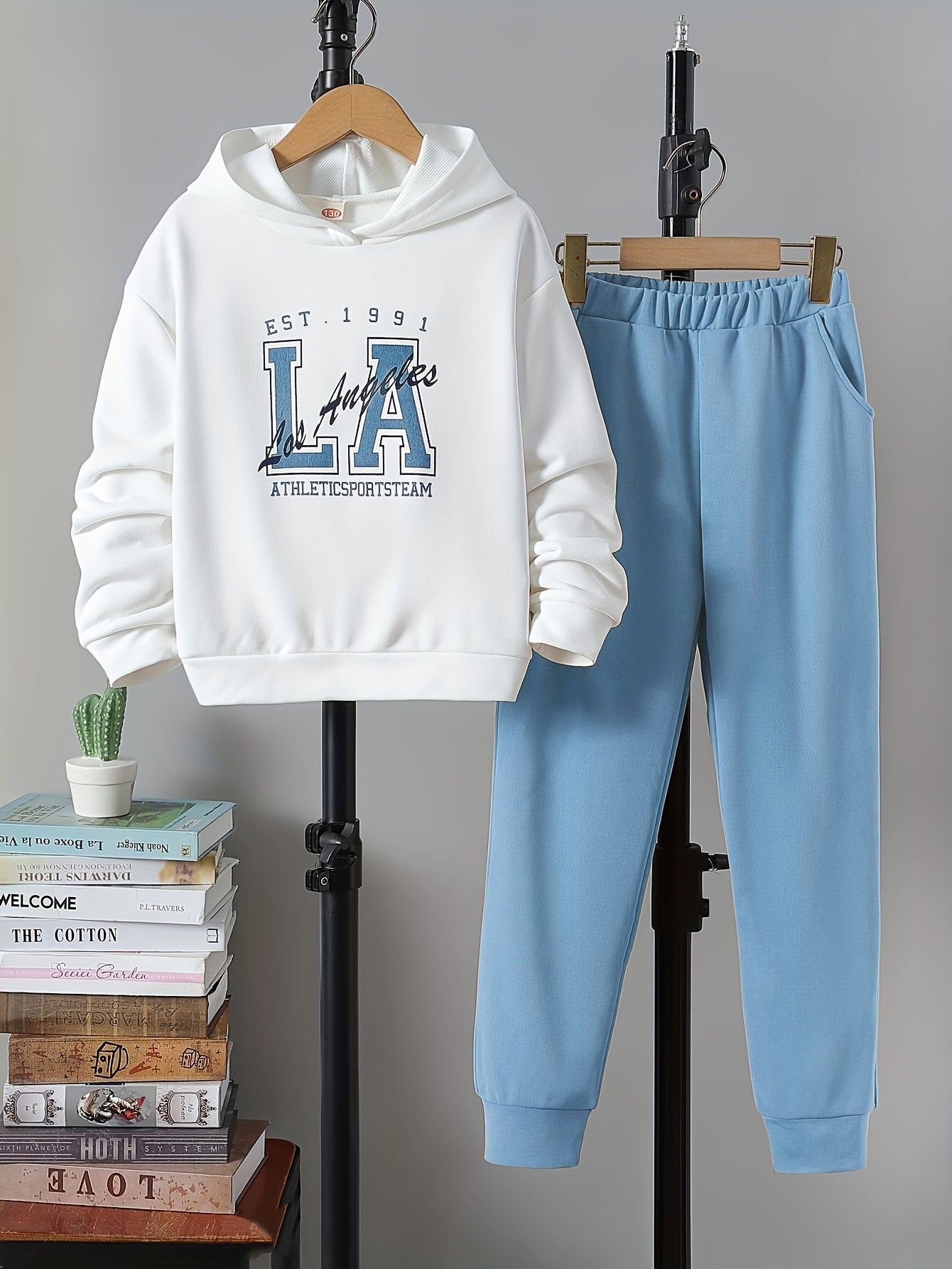 Boy's 2pcs Hoodie & Sweatpants Set LA Letter Print Long Sleeve Top