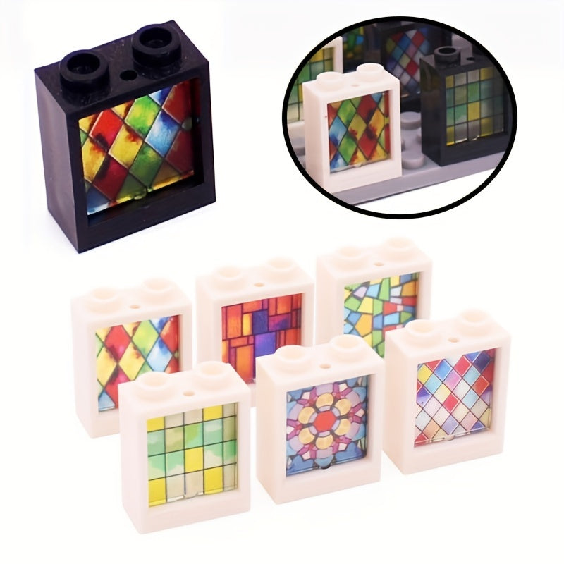 16pcs Vintage Geometric Pattern Building Blocks Windows Set