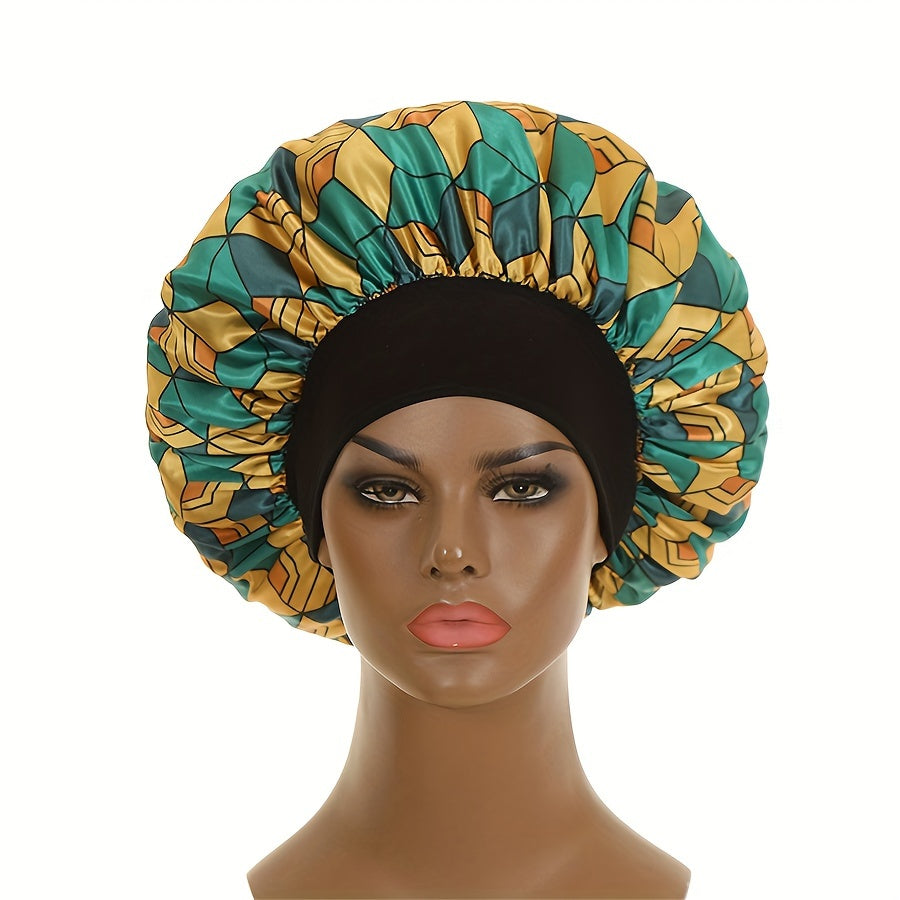Women Cartoon Print Satin Bonnet Cap