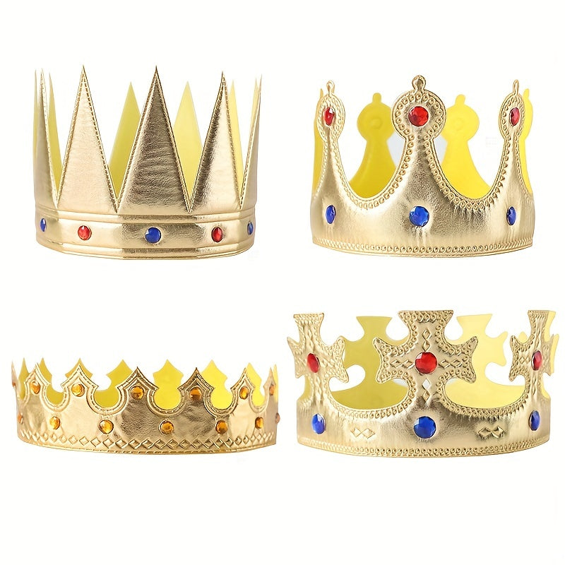 4pcs Golden King Crowns Party Masquerade Dress Up