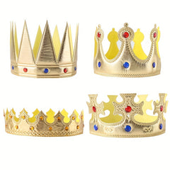 4pcs Golden King Crowns Party Masquerade Dress Up