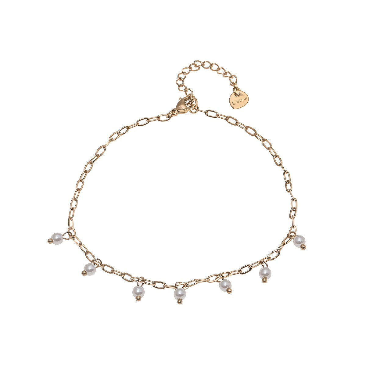 Girl's Rice Faux Pearl Chain Anklet