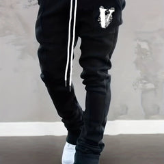 Skull Pattern Letter V Print Slim Fit Flared Joggers Men's Pants