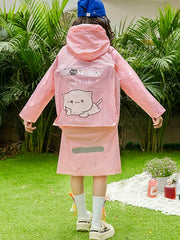 Lovely Kitty Graphic PVC Raincoat Poncho for Girls Boys