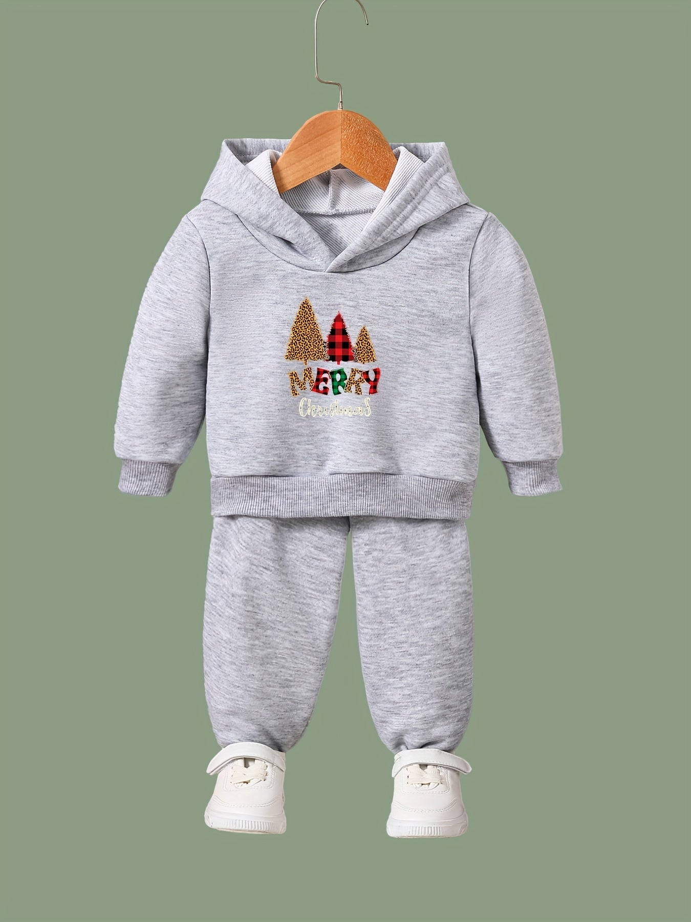 2pcs Activewear Set MERRY CHRISTMAS Hoodies Pants Set Sports Christmas Gift