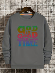 GOD IS GOOD Print Sweatshirt Men's Casual Graphic Crew Neck Pullover