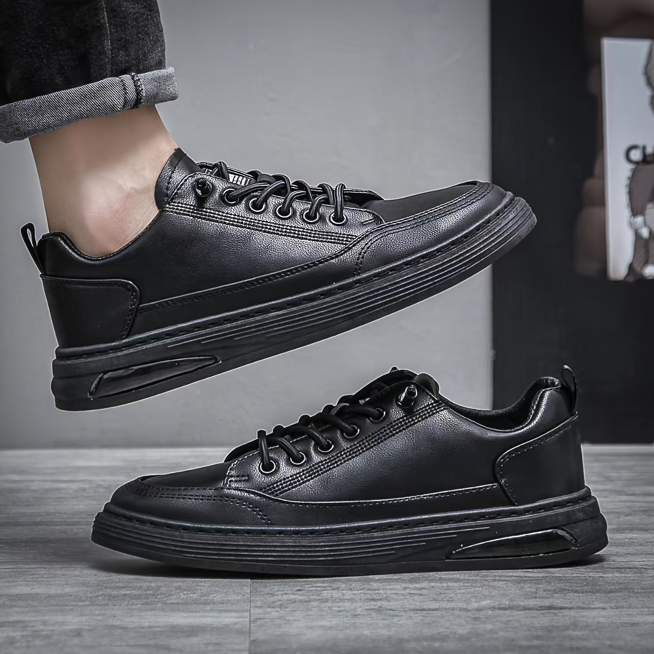 Men's Smart Casual Dress Shoes Lace-Up Anti-Skid Flat Driving Shoes
