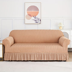 1pc Skirted Sofa Slipcover Stretch Couch Cover