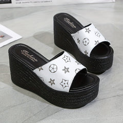 Women's Wedge Slide Sandals Open Toe Slip On Shoes Platform Shoes