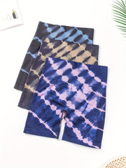 3-Pack Seamless Tie Dye Biker Shorts High Waist High Stretch