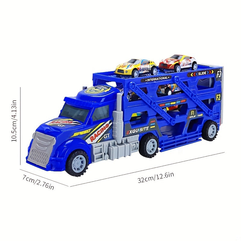 Deformation Track Toy Car With 4 Alloy Small Cars Inertia Ejection Storage