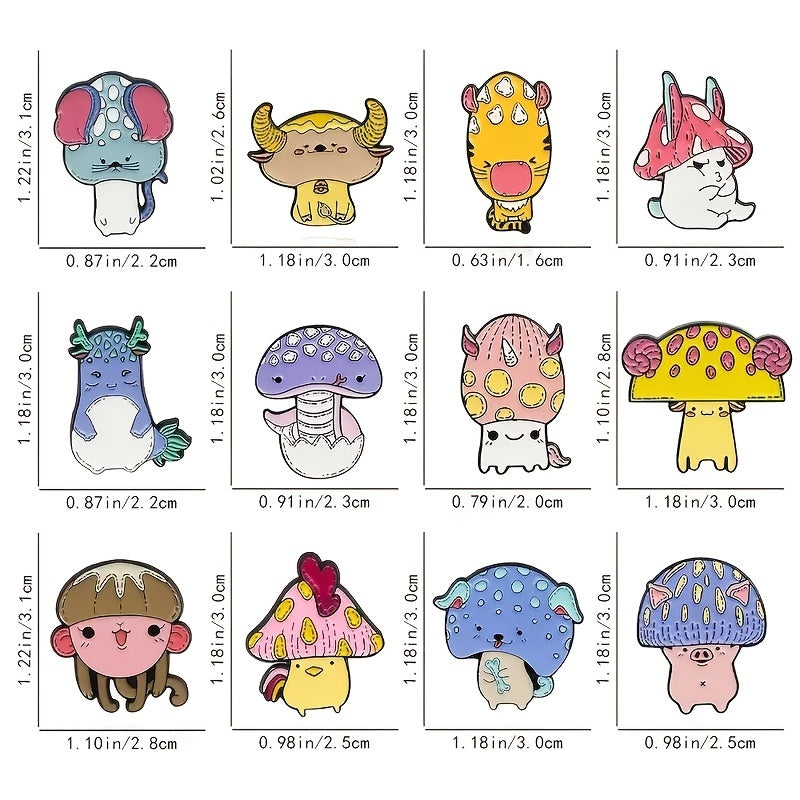 Zodiac Cartoon Brooch Set 12 Animals Rat Cow Tiger Rabbit Dragon Snake...