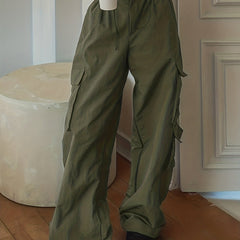 Cargo Pants Drawstring Sporty Loose Fit Activewear