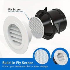 2pcs Soffit Vents Louver Grill Cover Round Vent Cover with Fly Screen
