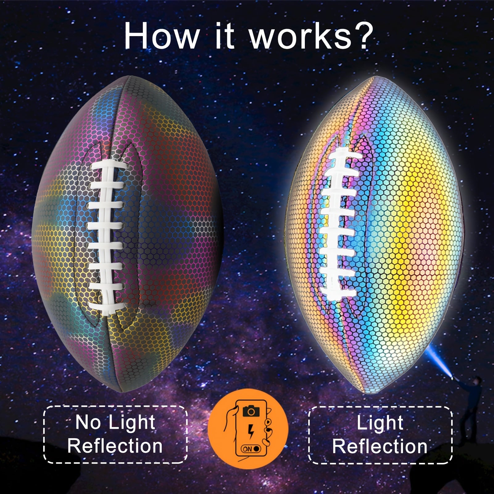 Size 9 Reflective Colorful Football PU Sewn Wear-resistant Adult