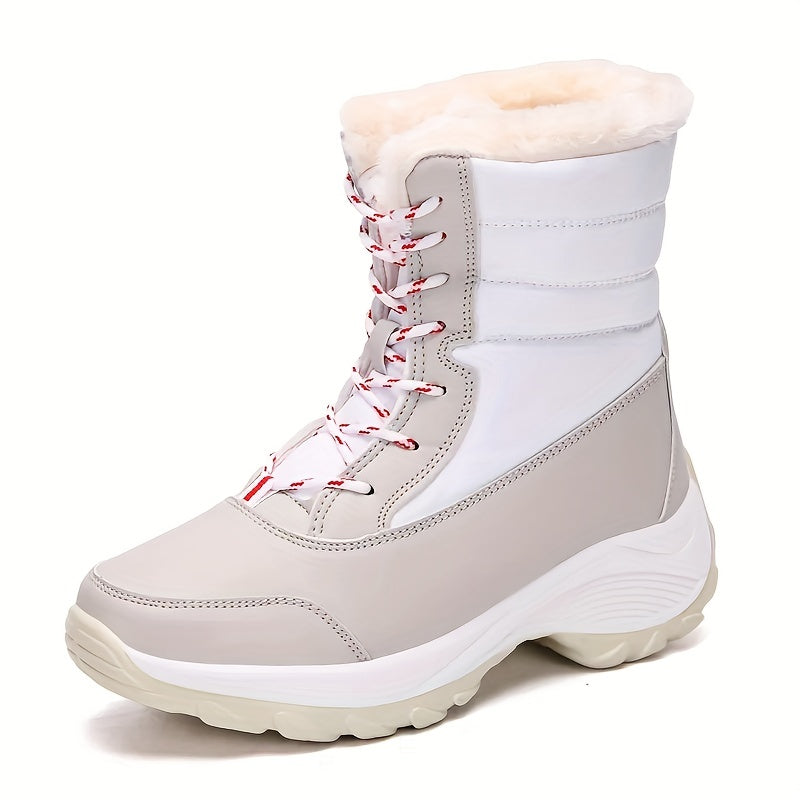 Women's Thermal Lace Up Waterproof Ankle Boots with Fur Lining