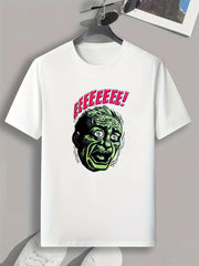 Surprised Expression Print Men's Graphic T-shirt for Summer