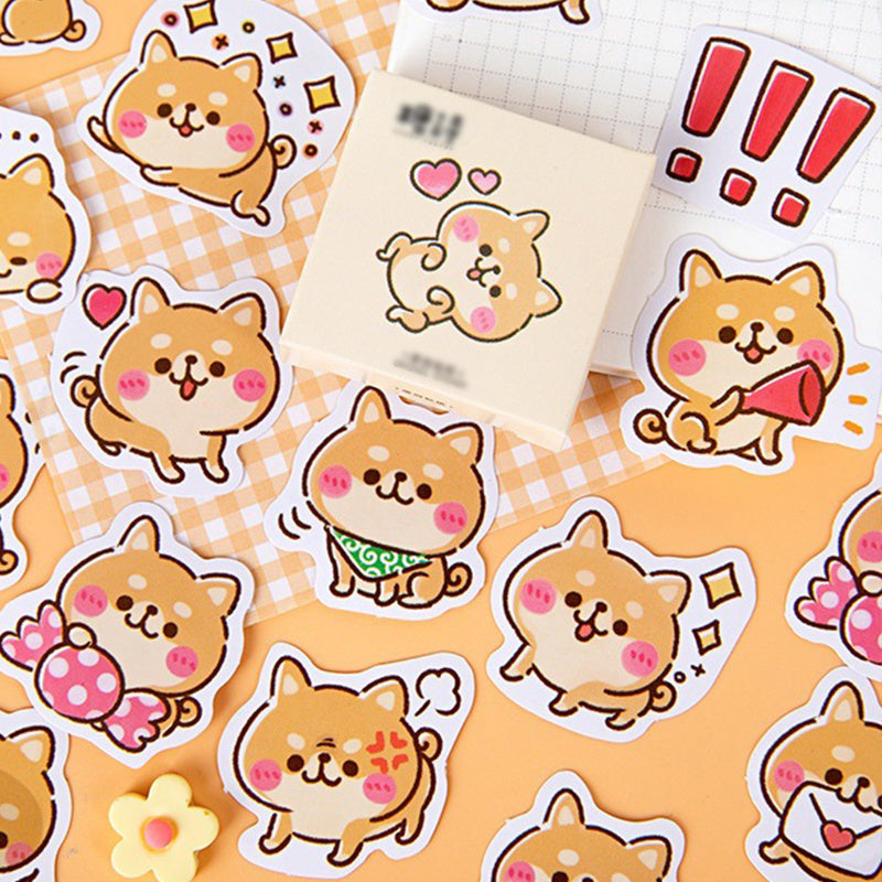 45pcs Shiba Inu Boxed Stickers for Scrapbooking and Crafts