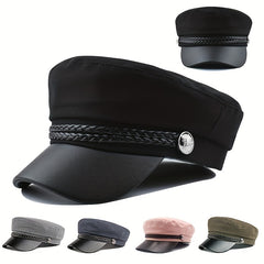 Parent-child Leather Texture Hat Autumn Winter Navy