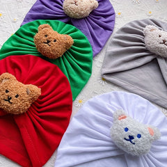 5pcs Bear Head Baby Fetal Cap Soft Pullover Hat for Newborns