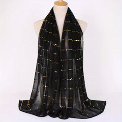 Sequins Solid Scarf Crinkle Sparkling Stripe Print Windproof Head Wrap