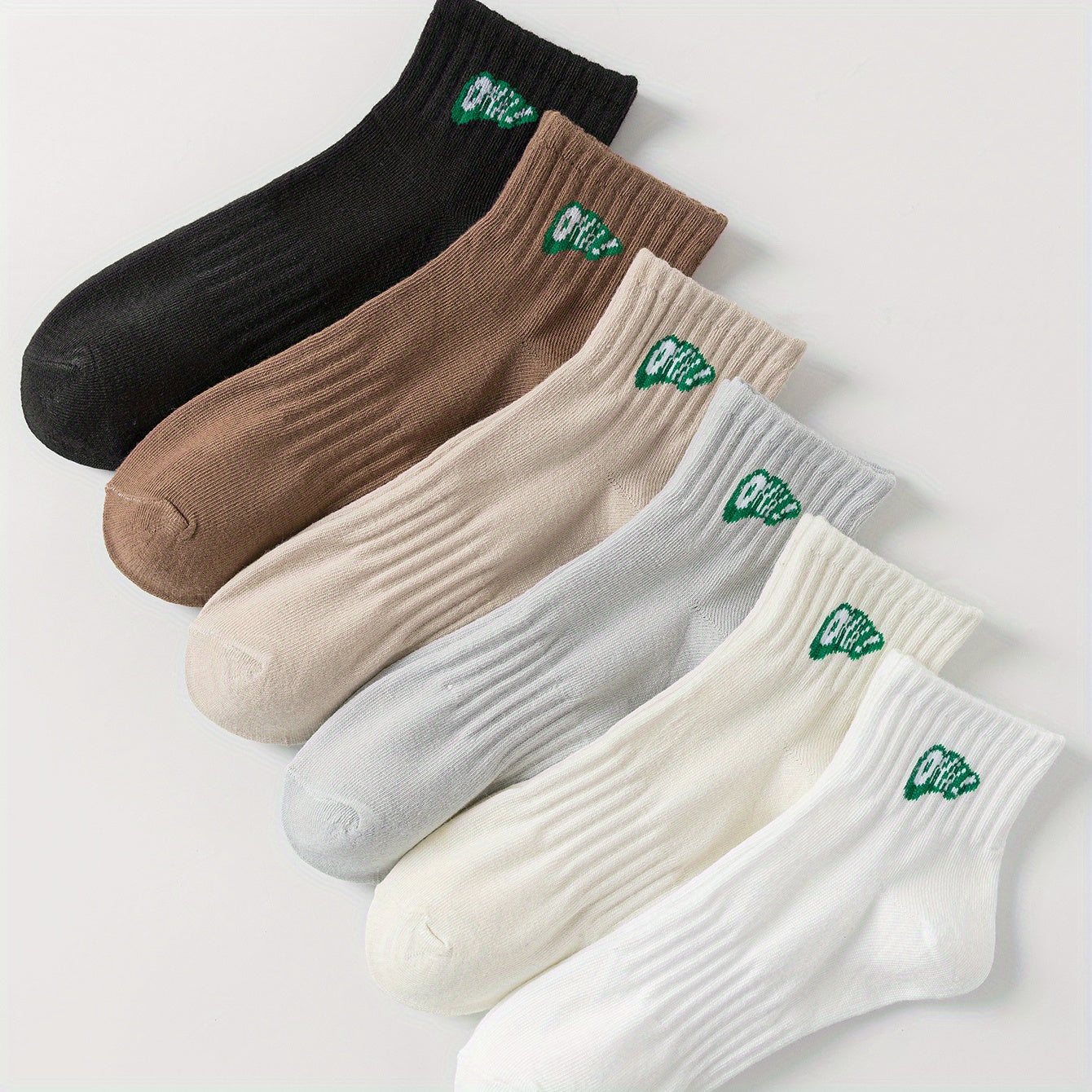 6 Pairs Letter Print Socks Women's Stockings & Hosiery