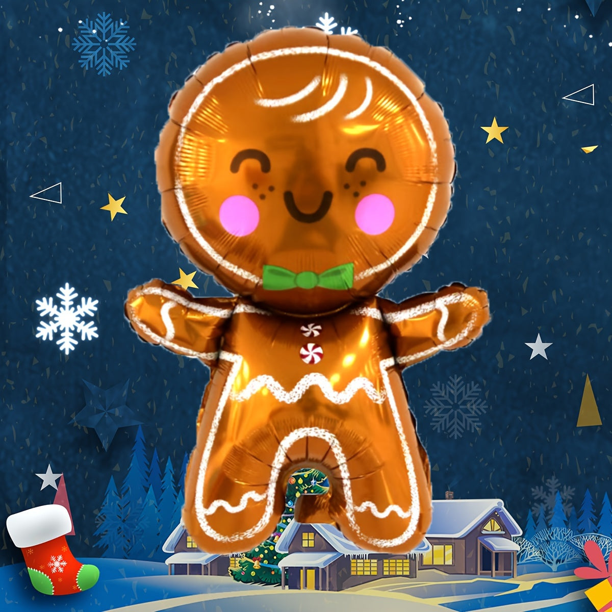 Christmas Gingerbread Balloon Set - 3pcs Foil Balloons