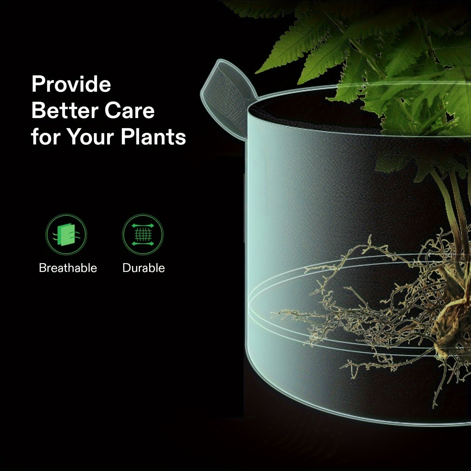 5pcs Heavy Duty Non Woven Grow Bags with Handles for Plants 3-7 Gallon