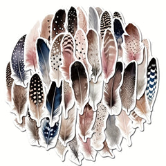 50pcs Feather Stickers for Skateboards Computers Bookshelves