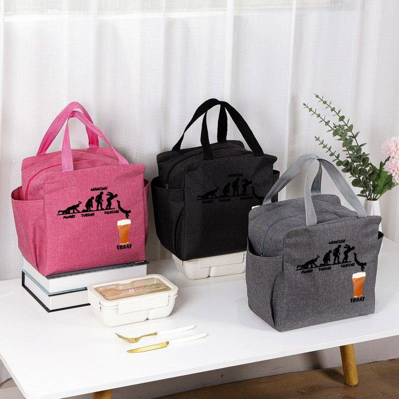 Cheering Friday Beer Insulated Lunch Bag Canvas Cooler Tote for Office School