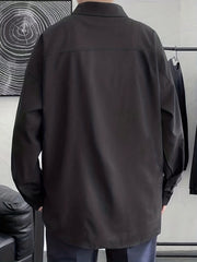 Men's Loose Stylish Shirt Top Turn Down Collar Long Sleeves Closure Regular Fit