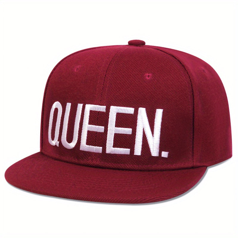 Queen King Embroidered Hip Hop Flat Brim Hat
