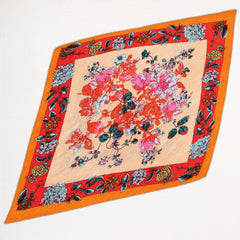 Plum Blossom Print Bandana Silky Floral Scarf - 4 Colors