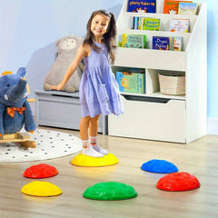Colorful 6-Piece Stepping Stones Set with Slip Mats for Outdoor Balance Play
