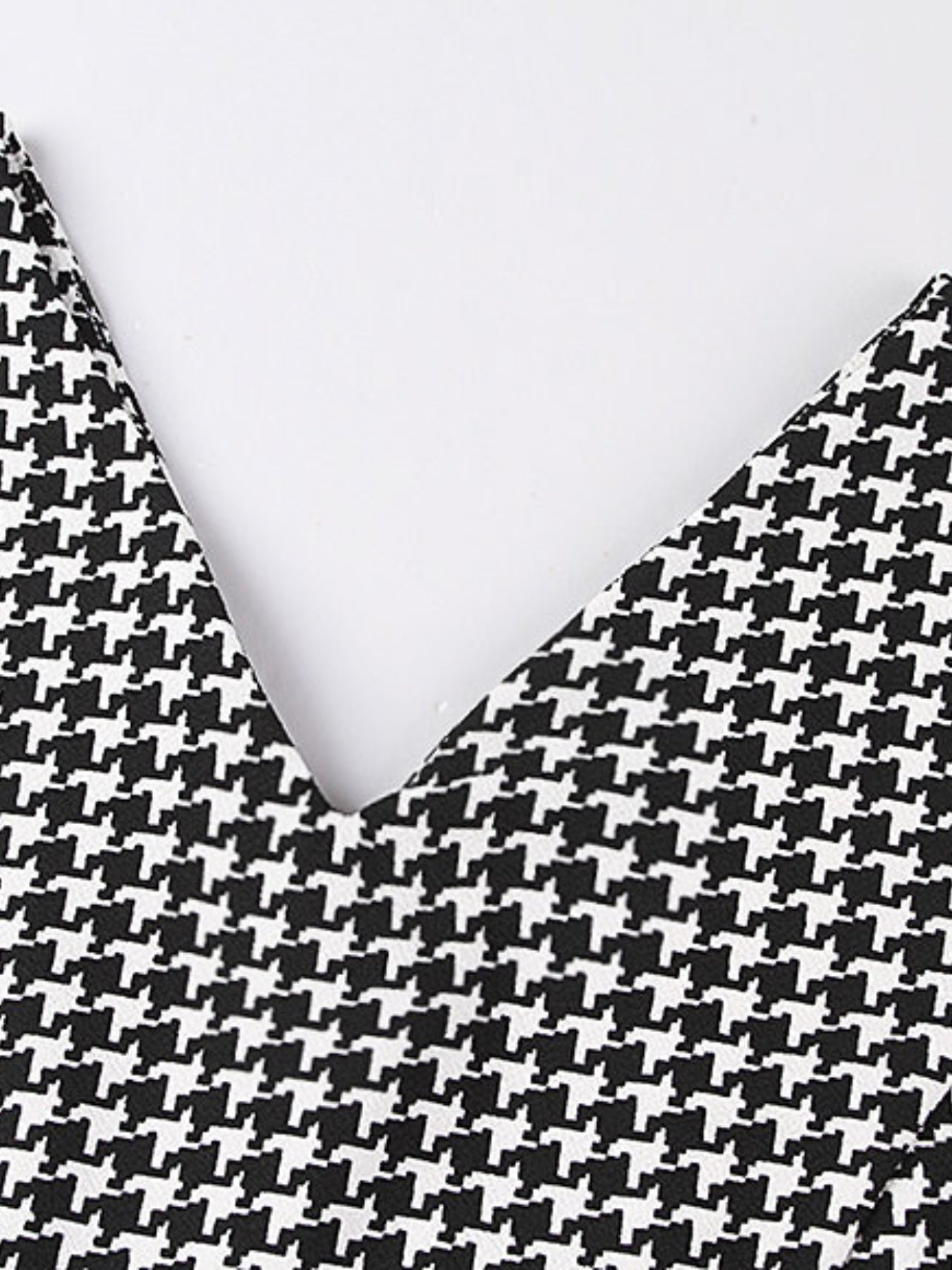 Houndstooth V Neck Midi Dress Women's Stretch Dress