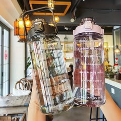 2000ml Portable Water Bottle Strap Transparent Scale Fitness Outdoor