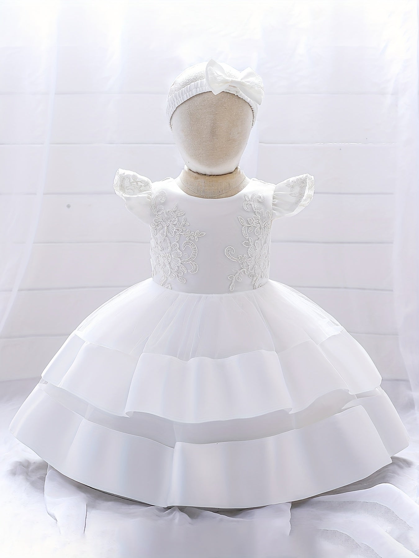 1st Birthday Party Dress Baby Girl with Headband Princess Dress