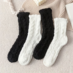 4 Pairs Floral & Bow Decor Women's Warm Socks