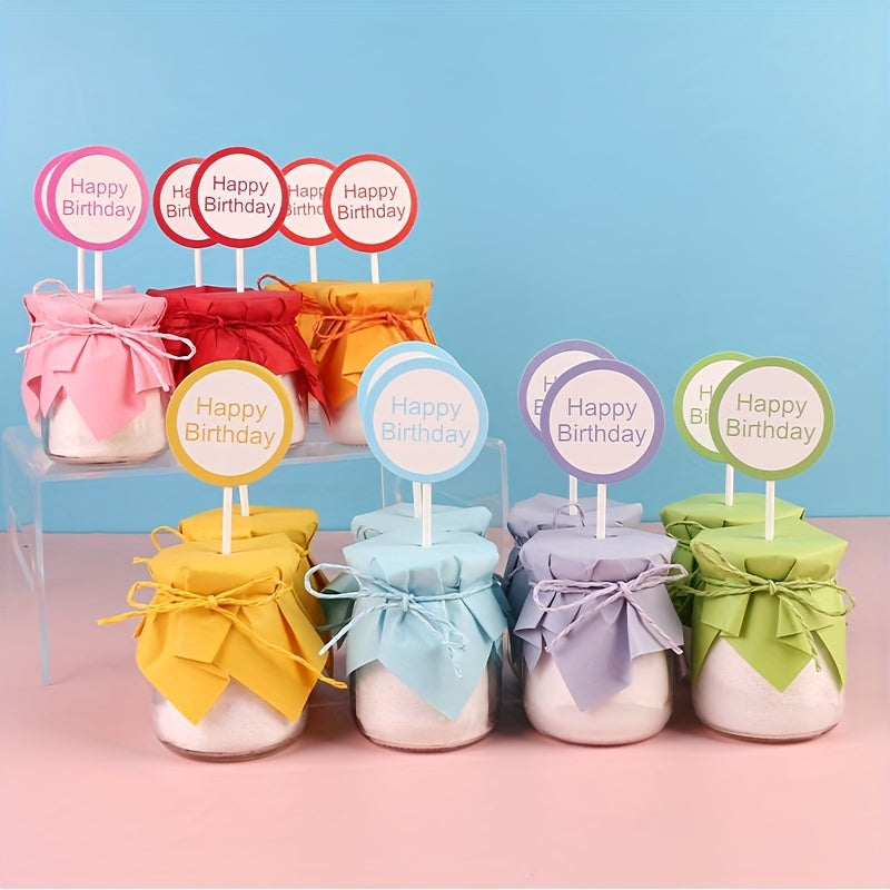 6pcs Birthday Dessert Table Decoration Inserts Cupcake Decoration