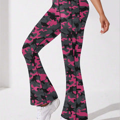 Women's Camo Print Flared Pants High Waist Bootcut Leggings