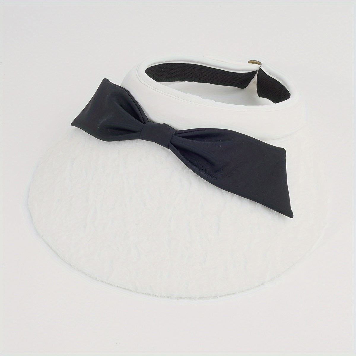 Bow Decor Embossed Visor Hat Wide Brim Lace Sun Hats Casual UV Protection