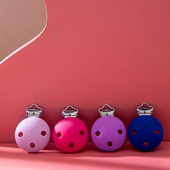 Silicone Round Head Baby Pacifier Clip with Metal Clip