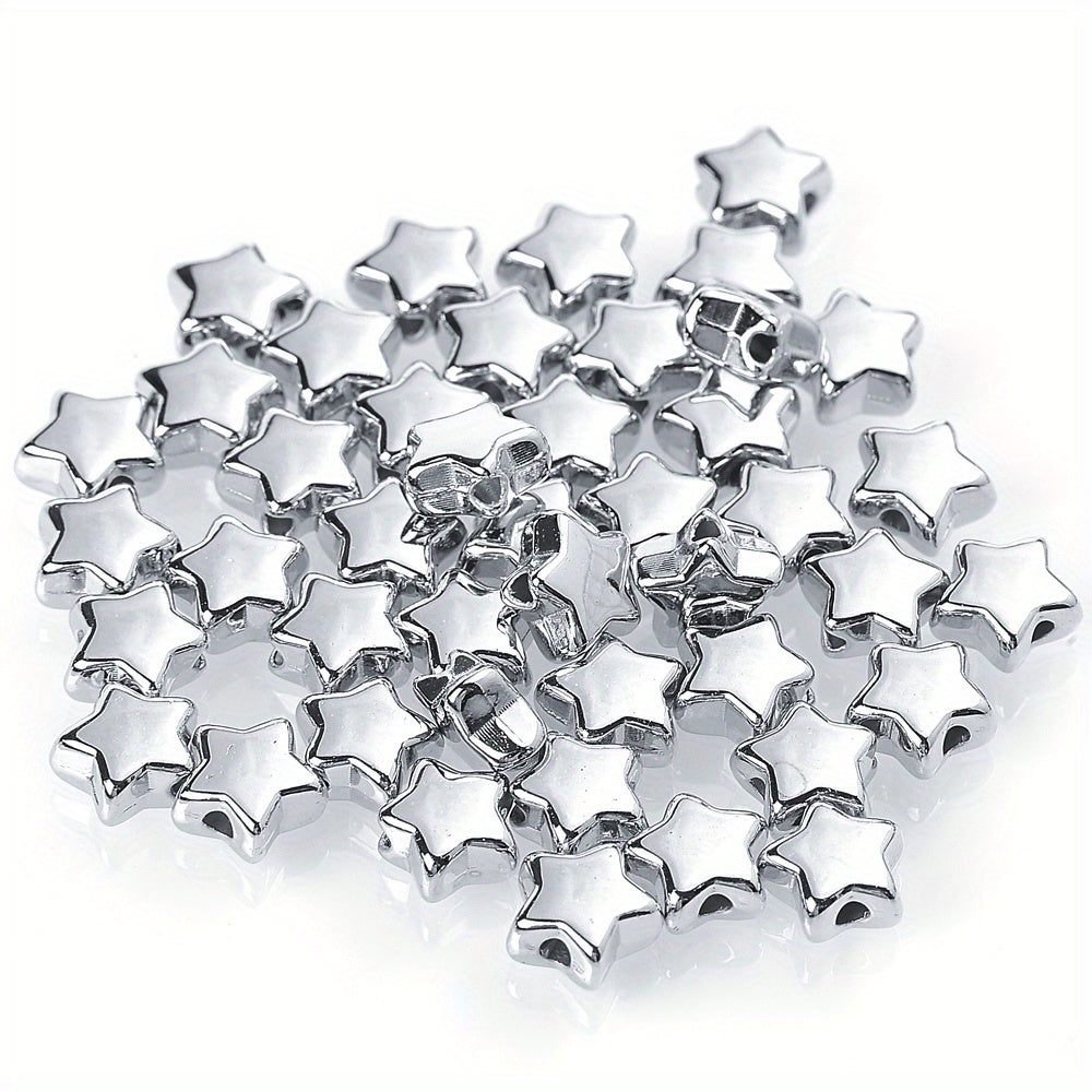 100pcs Multicolor Acrylic Star & Heart Spacer Beads DIY Jewelry Making