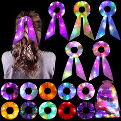 LED Luminous Hair Bands Scrunchies Women Headwear Hair Rope Wrist Band